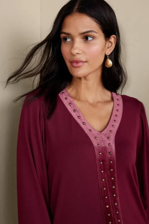 Hot Soft Surroundings Adornment Top Cabernet