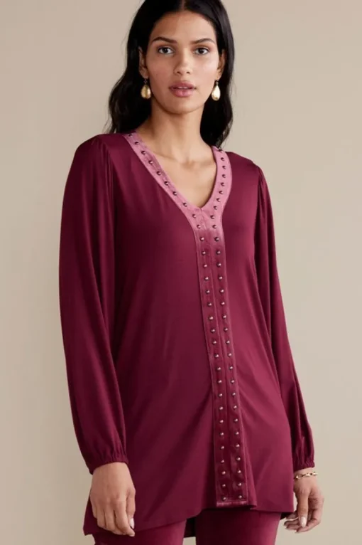 Hot Soft Surroundings Adornment Top Cabernet