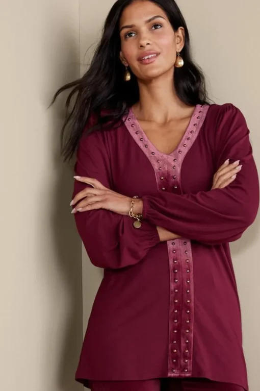 Hot Soft Surroundings Adornment Top Cabernet