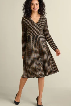 New Soft Surroundings Aida Surplice Dress Hazelnut