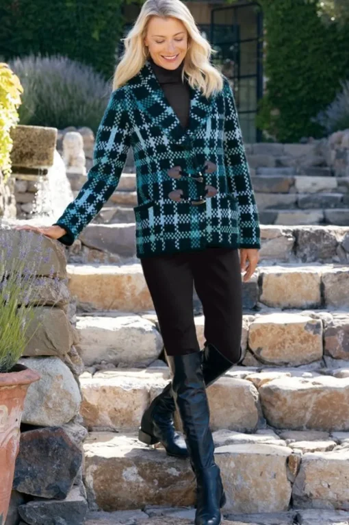 Hot Soft Surroundings Alpine Plaid Sweater Coat NaturallyFallPlaid