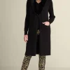 Clearance Soft Surroundings Amalie Faux Fur Collar Ribbed Cardigan Black
