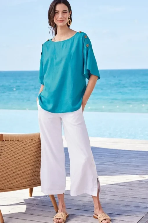 New Soft Surroundings Andrea Linen Blend Pullover