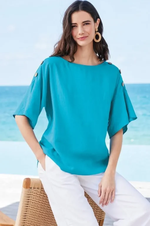 New Soft Surroundings Andrea Linen Blend Pullover