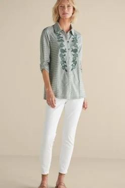 Fashion Soft Surroundings Anisa Tunic GreenMilieuStripe