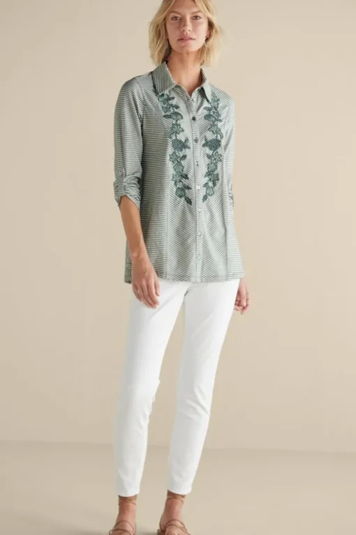 Fashion Soft Surroundings Anisa Tunic GreenMilieuStripe