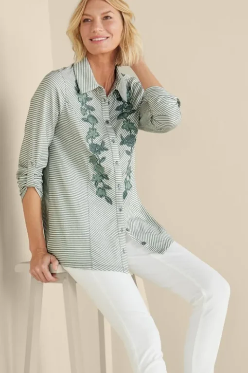 Fashion Soft Surroundings Anisa Tunic GreenMilieuStripe