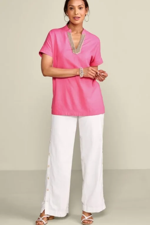 Sale Soft Surroundings Annalise Linen Blend Tunic AzaleaPink
