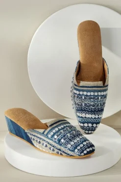 Discount Soft Surroundings Arizona Stripe Wedge Slide Blue