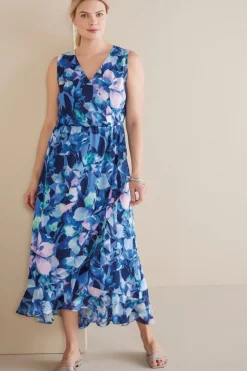Discount Soft Surroundings Ashlyn Maxi Dress PurpleFloral