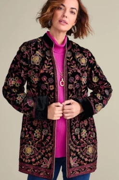 New Soft Surroundings Astrid Velvet Jacket Black