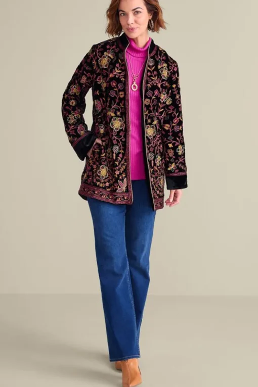 New Soft Surroundings Astrid Velvet Jacket Black