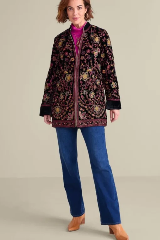 New Soft Surroundings Astrid Velvet Jacket Black