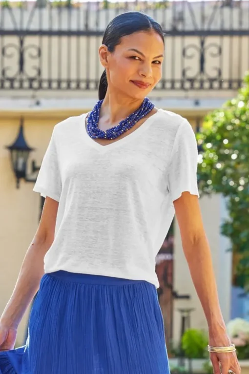 Fashion Soft Surroundings Aubrey Linen Slub Tee