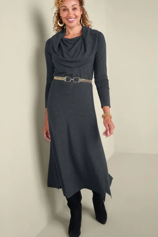 Discount Soft Surroundings B'call Knit Midi Dress CharcoalHeather