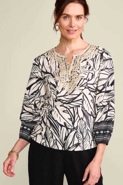 Outlet Soft Surroundings Bellamy Top PaoloPalm/OsascoBorder