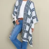 Discount Soft Surroundings Braunwyn Plaid Wrap BlueWindowpanePlaid