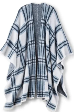Discount Soft Surroundings Braunwyn Plaid Wrap BlueWindowpanePlaid