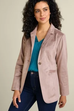 Fashion Soft Surroundings Breck Faux Suede Blazer Stone