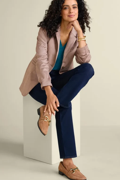 Fashion Soft Surroundings Breck Faux Suede Blazer Stone