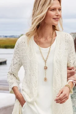 Fashion Soft Surroundings Calistoga Pointelle Cardigan GreenMilieu