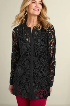 Outlet Soft Surroundings Candace Velvet Lace Tunic Black