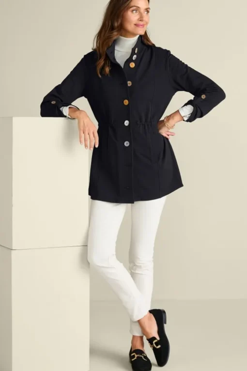 New Soft Surroundings Caprice French Terry Jacket Black