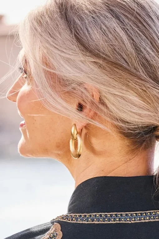 New Soft Surroundings Cara Hammered Hoop Earrings Gold