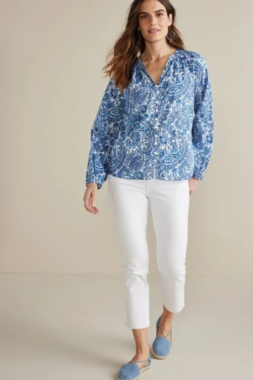 Online Soft Surroundings Celia Top SpringPaisleyChambray