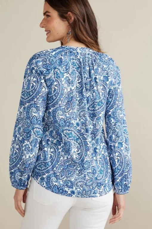 Online Soft Surroundings Celia Top SpringPaisleyChambray