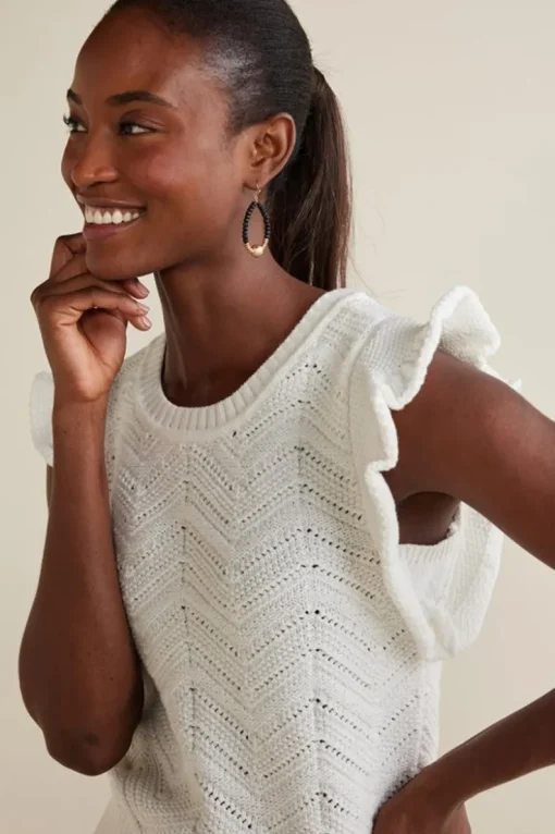Outlet Soft Surroundings Celina Flutter Sleeve Sweater IvoryPearl