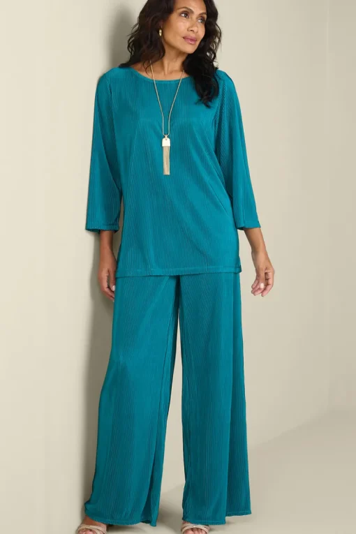 Fashion Soft Surroundings Cella Plisse Tunic DeepLagoon
