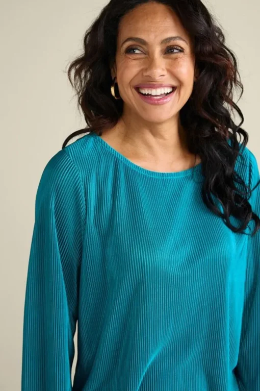 Fashion Soft Surroundings Cella Plisse Tunic DeepLagoon