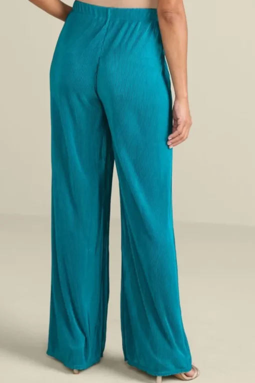 Fashion Soft Surroundings Cella Plisse Wide Leg Pants DeepLagoon