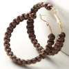 Best Soft Surroundings Charlotte Leather Hoop Earrings Brown