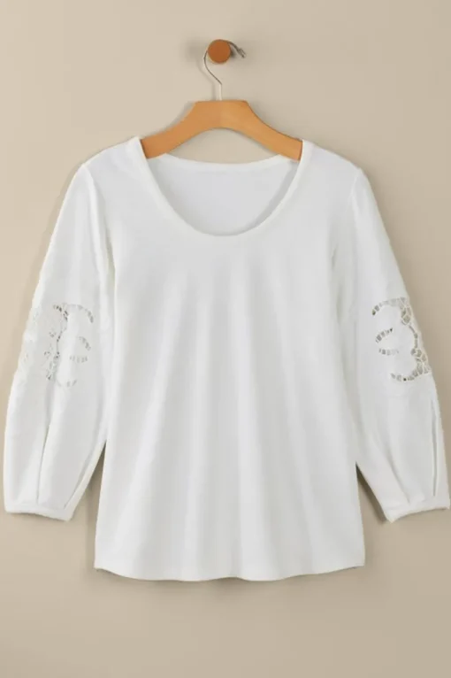 Hot Soft Surroundings Charmaine Embroidered French Terry Top BuffYellow
