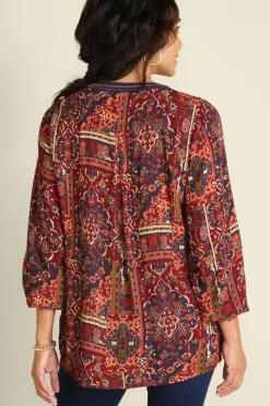 Online Soft Surroundings Cindra Embroidered Gauze Tunic RivieraPatchworkBurgund