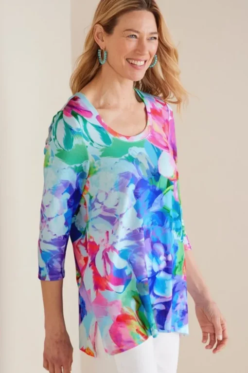 Outlet Soft Surroundings Darcy Tunic PinkSpringFloral