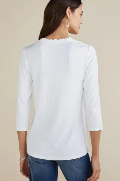 New Soft Surroundings Delsie Embroidered Top