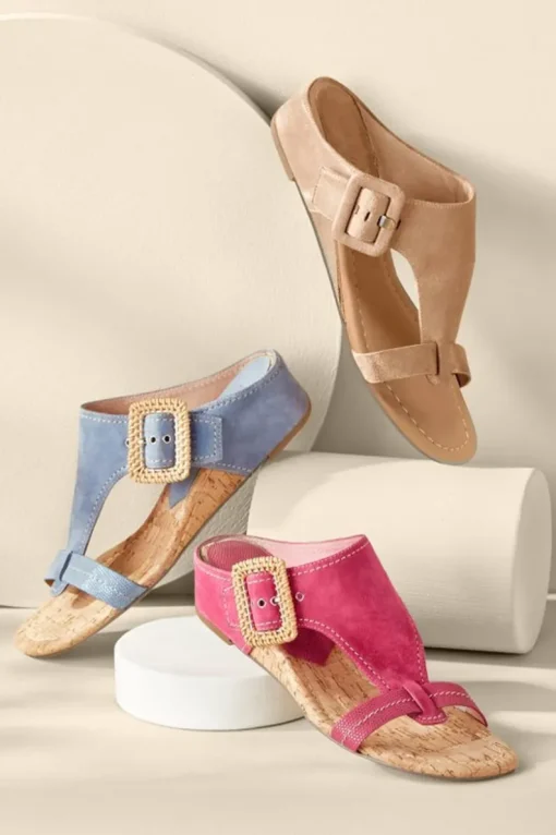 Fashion Soft Surroundings Donald Pliner Ofelia Wedge Slide PaleGold