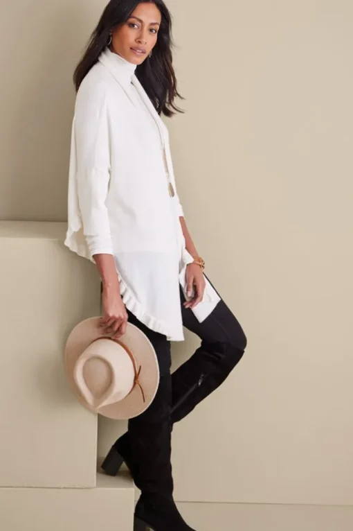 Sale Soft Surroundings Draped Ruffle Cardigan