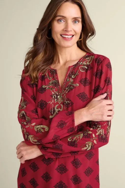 Hot Soft Surroundings Eboni Embellished Tunic DitsyFoulard