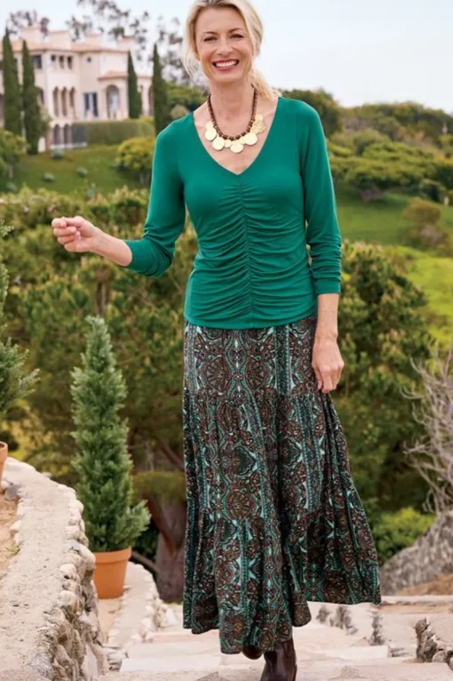 Clearance Soft Surroundings Edeliz Long Sleeve Tee Evergreen
