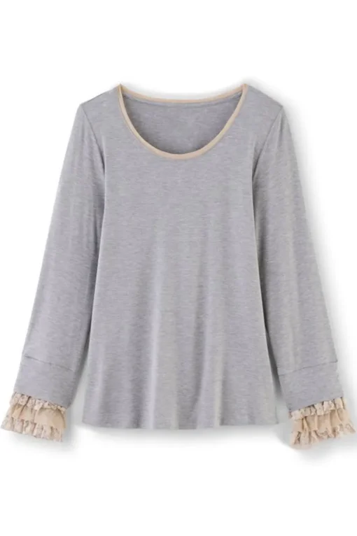 New Soft Surroundings Ella Lace Top MediumGreyHeather