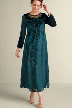 Online Soft Surroundings Emaline Velvet Burnout Maxi Dress JuneBug