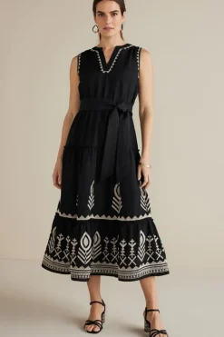 Fashion Soft Surroundings Fernanda Midi Dress Black