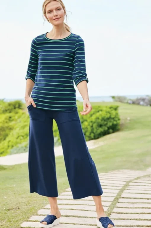 Best Soft Surroundings Fina French Terry Crop Pants Navy