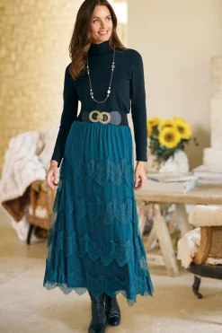 Online Soft Surroundings Frederica Lace Maxi Skirt SailorBlue