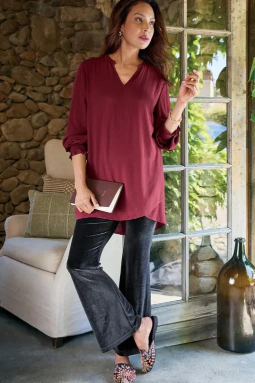 Best Soft Surroundings Gianna Velvet Bootcut Pants Black