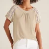 Sale Soft Surroundings Halle Short Sleeve Top LightTaupe